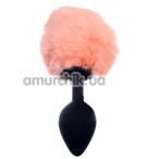 Анальная пробка со светло-розовым хвостиком Exclusivity Bunny Tail Silicone Plug M, черная - Фото №1
