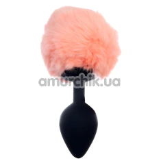 Анальная пробка со светло-розовым хвостиком Exclusivity Bunny Tail Silicone Plug M, черная - Фото №1