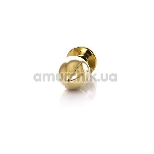 Анальная пробка с прозрачным кристаллом Toyfa Metal 717034-10, золотая