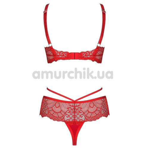 Комплект Obsessive Loventy, красный: бюстгальтер + трусики-стринги