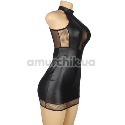 Платье Star Night Wetlook Leather Sexy Mini Dress, черное