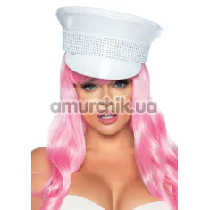 Кашкет поліцейської Leg Avenue Rhinestone Trimmed Military Hat, білий - Фото №1