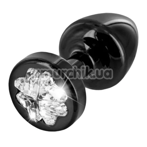 Анальна пробка з прозорим кристалом SWAROVSKI Anni R Clover T1, чорна - Фото №1