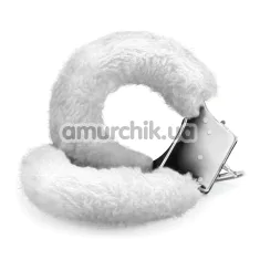 Наручники з білим хутром Crushious Love Cuffs, срібні - Фото №1