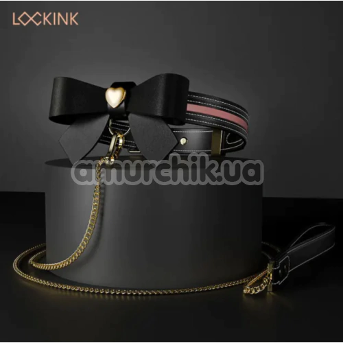 Ошейник с поводком Lockink Sevanda Love Heart Butterfly Leather Collar, черный