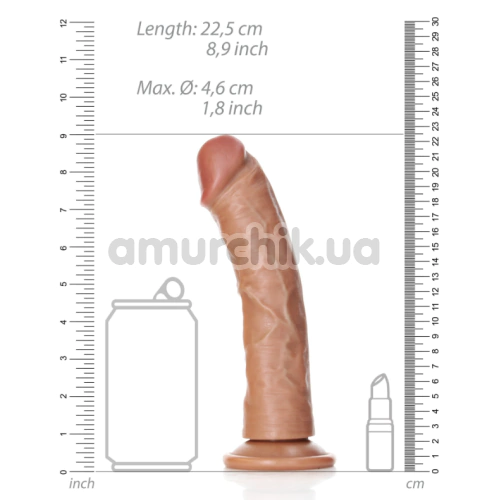 Фалоімітатор Realrock Curved Dildo 8, коричневий
