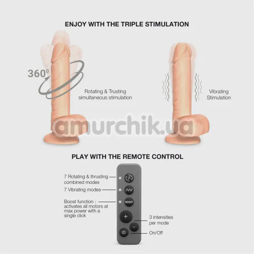 Вибратор с ротацией Strap-On-Me Rotating & Vibrating Realistic Dildo L, телесный