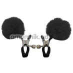Затискачі для сосків з помпонами DS Fetish Metal Nipple Clamps, чорні - Фото №1