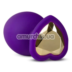 Анальная пробка с золотым кристаллом Temptasia Bling Plug Small, фиолетовая - Фото №1
