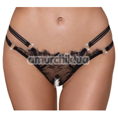 Трусики-стринги Crotchless String, черные - Фото №1