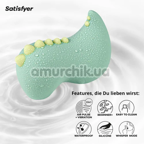 Симулятор орального сексу для жінок з вібрацією Satisfyer Din-OOOH, зелений