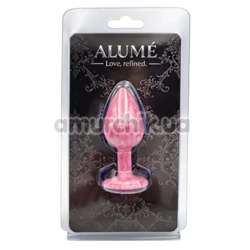 Анальна пробка з рожевим кристалом Alume Marbled Metal Plug S, рожева