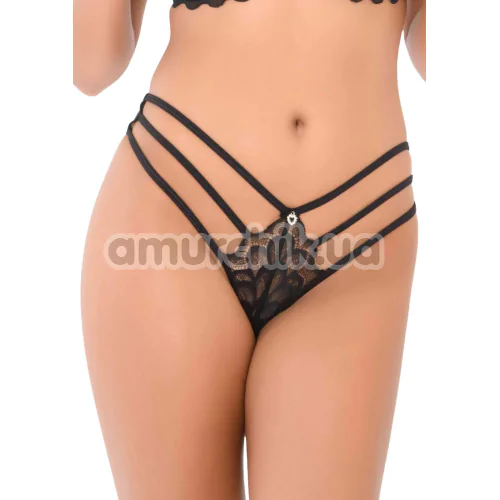Трусики Daring Intimates Lace String With Straps, черные - Фото №1