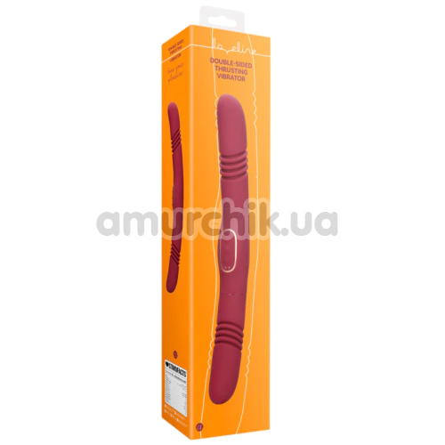 Двухконечный вибратор с толчками Loveline Double-Sided Thrusting Vibrator, бордовый