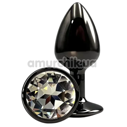 Анальная пробка с прозрачным кристаллом Alume Metal Plug S, черная
