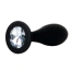 Анальна пробка з прозорим кристалом Exclusivity Jewellery Silicone Straight Plug M, чорна - Фото №1