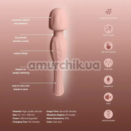 Універсальний вібромасажер Sweet Em Velvet Lure Vibe Spiral Wand, рожевий