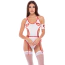 Костюм медсестри Naughty Nurse 3Pc Set, біло-червоний: боді + пояс для панчіх + манжет - Фото №1