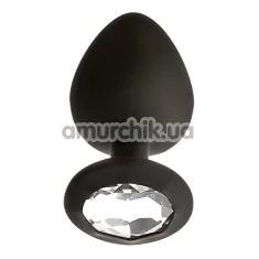 Анальная пробка с прозрачным кристаллом Mai Attraction Pleasure Toys M №48, черная - Фото №1