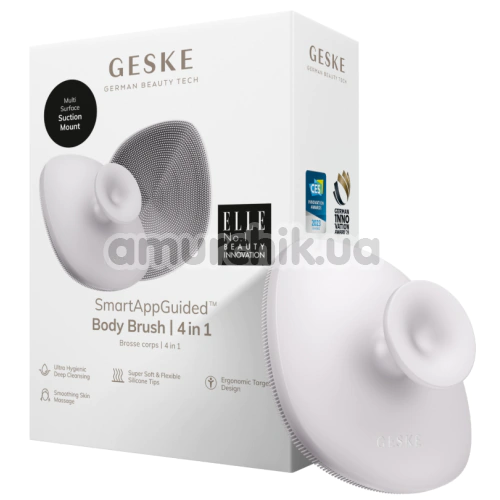 Щетка для тела Geske Body Brush 4 in 1 Suction Mount, белая