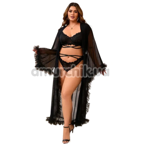 Пеньюар Star Night Sensual Ruffle Night Robe, чорний