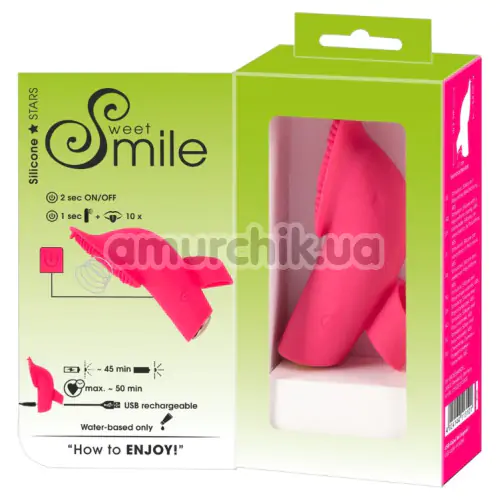 Вибратор на палец Sweet Smile Licking and Pulsating Finger Stimulator, розовый