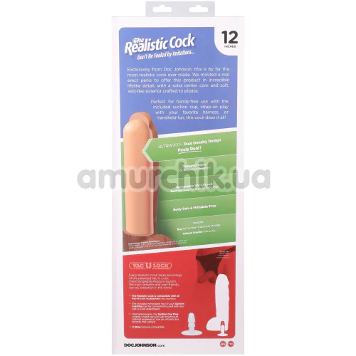 Фалоімітатор Doc Johnson The Realistic Cock Hung 12, тілесний
