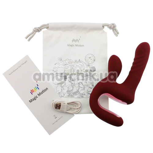 Вібратор з поштовхами Magic Motion Magic Duet, бордовий
