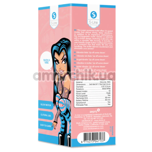 Кліторальний вібратор Shots S-Line Sweet Vibrating Pussy Bullets Lip Off Some Steam, бузковий