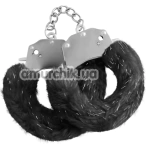 Наручники з чорним хутром Crushious Spangle, срібні - Фото №1