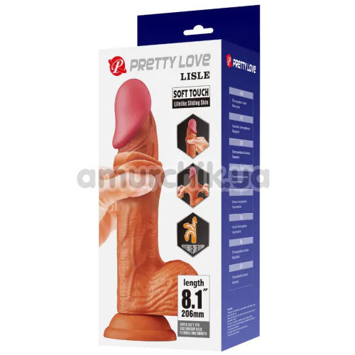 Фалоімітатор Pretty Love Sliding Skin Lisle 8.1, коричневий