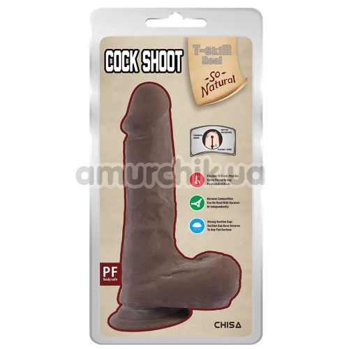 Фалоімітатор T-skin ReaL Cock Shoot, коричневий