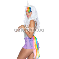 Комплект аксесуарів єдинорога Leg Avenue Wavy Rainbow Unicorn Wig & Tail Costume Kit, різнокольоровий: перука + хвіст - Фото №1