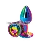 Анальная пробка с радужным кристаллом Loveshop Seamless Butt Plug M, радужная - Фото №1