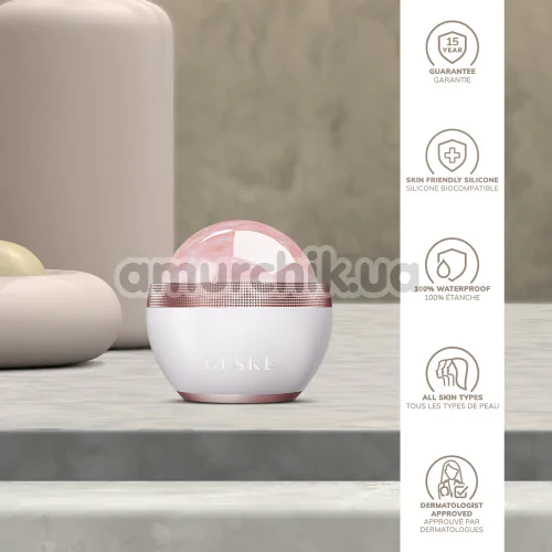 Кульковий масажер для обличчя Geske Rose Quartz Depuffing Sphere 7 in 1, кремовий