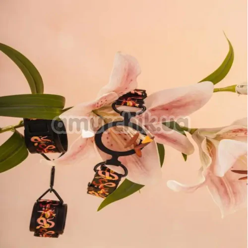 Бондажний набір Lockink Sevanda The Flowering Serpent Leather Bondage Restraint Set 7PC, чорний