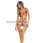 Боди Walk Away Crotchless Teddy, бордовое - Фото №1