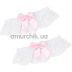 Подвязки с розовым бантиком Star Night Sexy Floral Lace Garter, белые - Фото №1