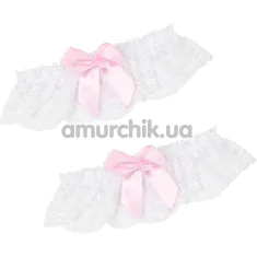 Подвязки с розовым бантиком Star Night Sexy Floral Lace Garter, белые - Фото №1