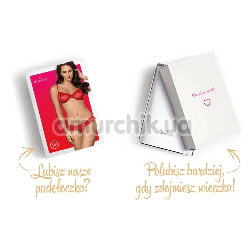 Комплект Obsessive 827-SET-3 красный: бюстгальтер + трусики-стринги 