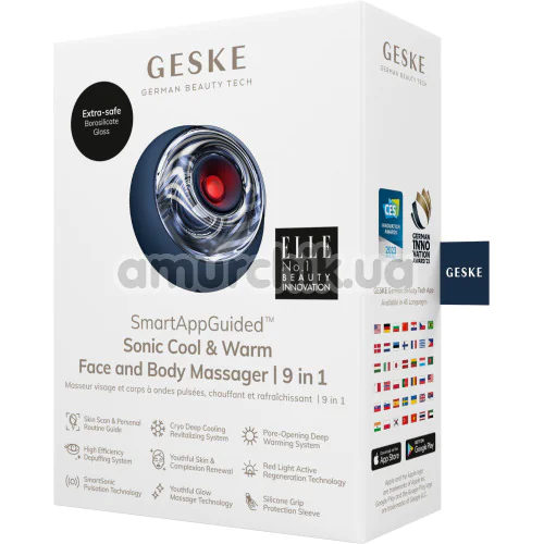 Ультразвуковий масажер для обличчя та тіла Geske Sonic Cool & Warm Face and Body Massager 9 in 1, синій
