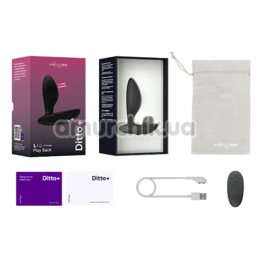 Анальная пробка с вибрацией We-Vibe Ditto+ Satin Black (ви вайб дитто+ сатин черный)