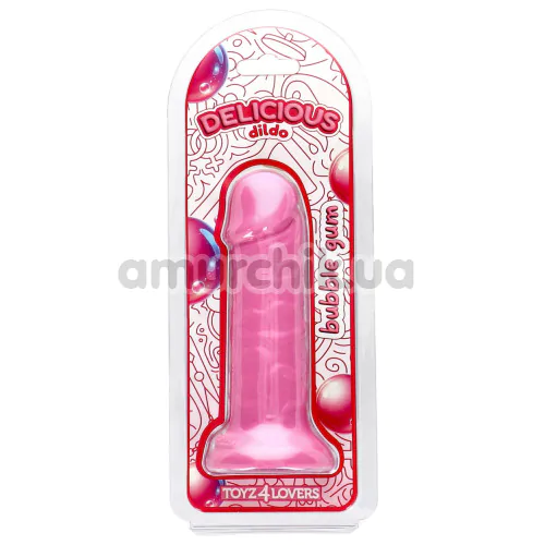 Фалоімітатор з ароматом жуйки Delicious Dildo Bubble Gum 15 см, рожевий