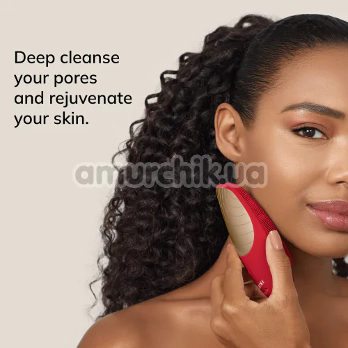 Ультразвуковая щетка для лица Geske Sonic Thermo Facial Brush 6 in 1, красная