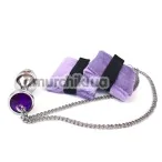 Анальна пробка з фіксаторами для рук Art Of Sex Handcuffs With Metal Anal Plug M, фіолетова - Фото №1