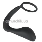Эрекционное кольцо со стимулятором простаты Black Velvets Ring & Plug, черное - Фото №1