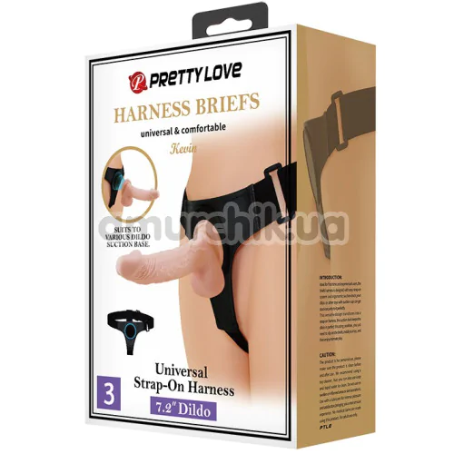 Страпон Pretty Love Harness Briefs Kevin 7.2 Dildo, телесный