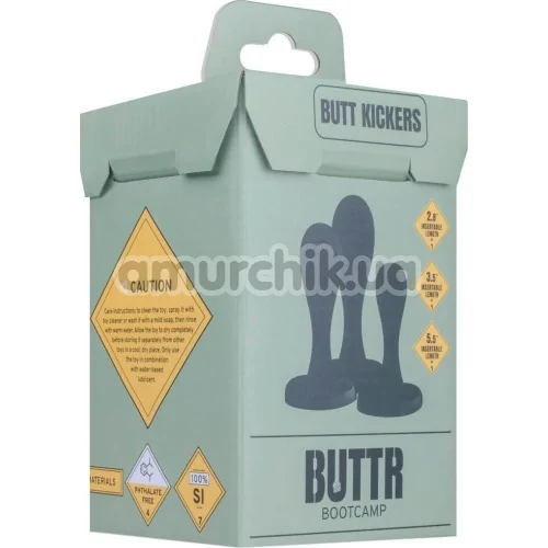Набор из 3 анальных пробок Buttr Bootcamp Butt Kickers, черный