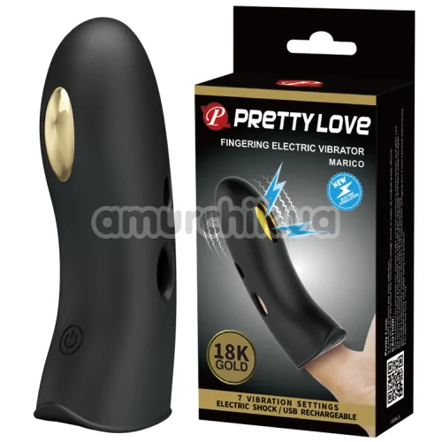 Вібратор на палець з електростимуляцією Pretty Love Marico, чорний