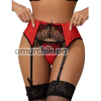 Комплект Star Night Tender Bow Mesh Garter Belt, червоний: пояс для панчіх + трусики-стрінги - Фото №1